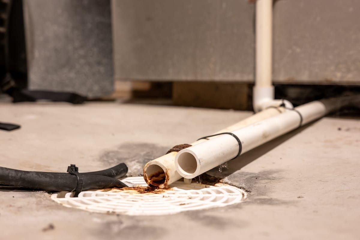 ac drip pan-hvac unit emptying liquid into a floor drain ac drip pan-hvac unit emptying liquid into a floor drain
