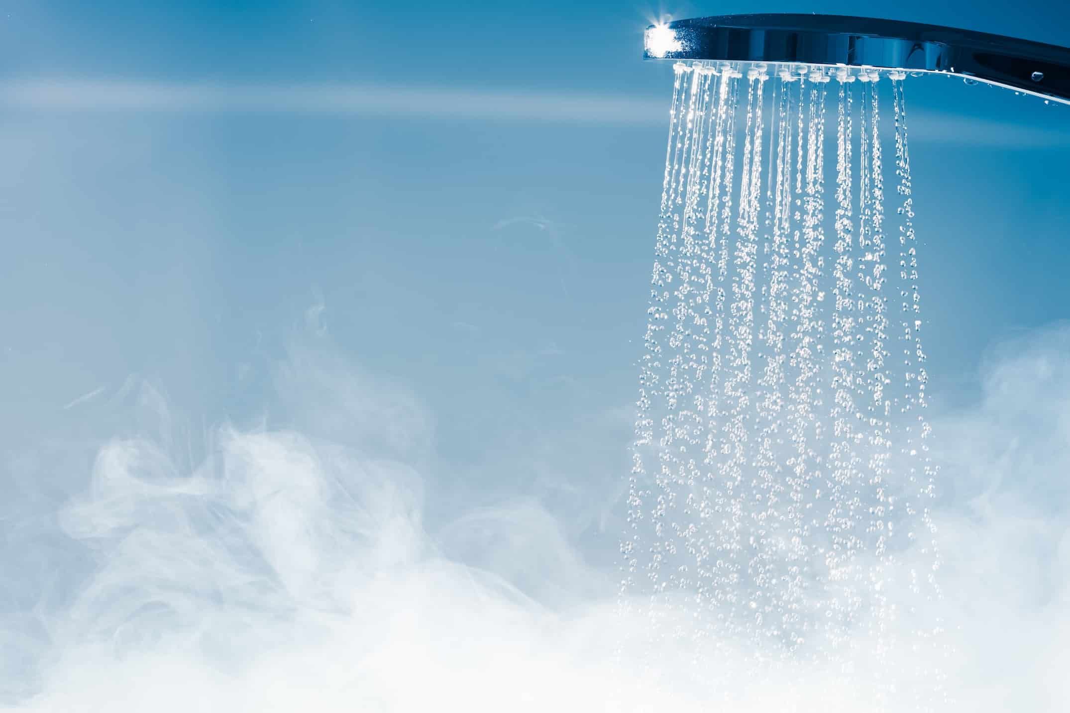 shower with flowing water and steam shower with flowing water and steam