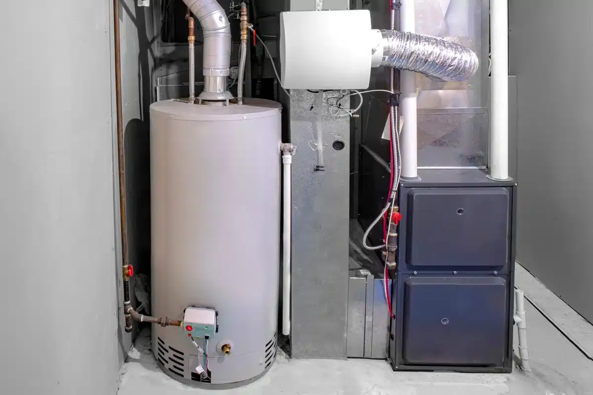 furnace installation-direct view of furnace system in basement furnace installation-direct view of furnace system in basement