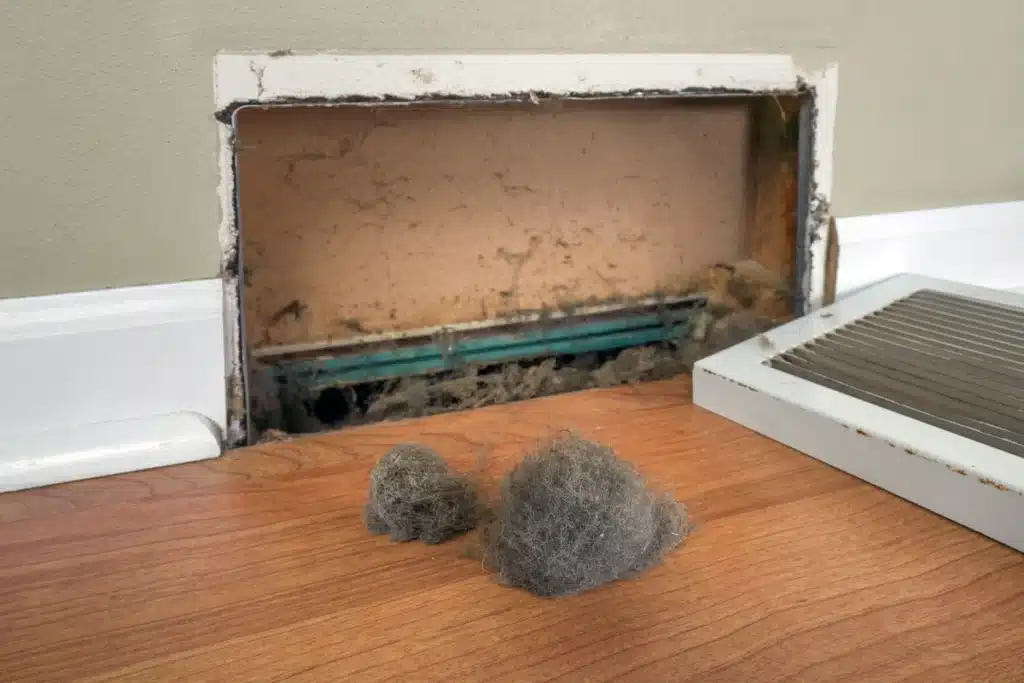 forced air heating-dusty and clogged air ducts
