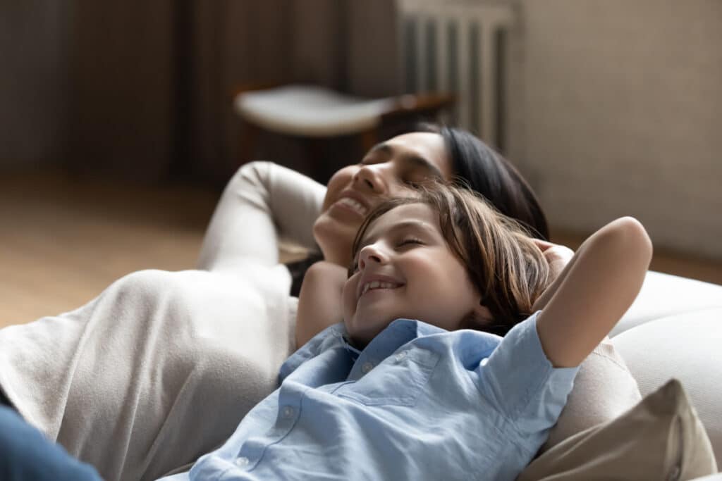 ac drip pan-family enjoying better air quality from properly functioning ac unit