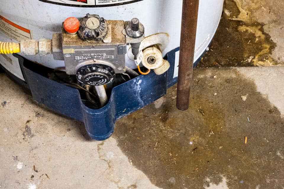 hot water heater leaking-leak coming from the bottom of a water heater