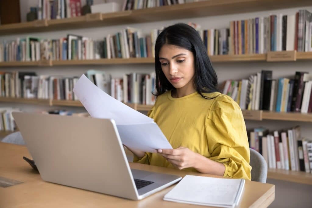 woman assessing finances